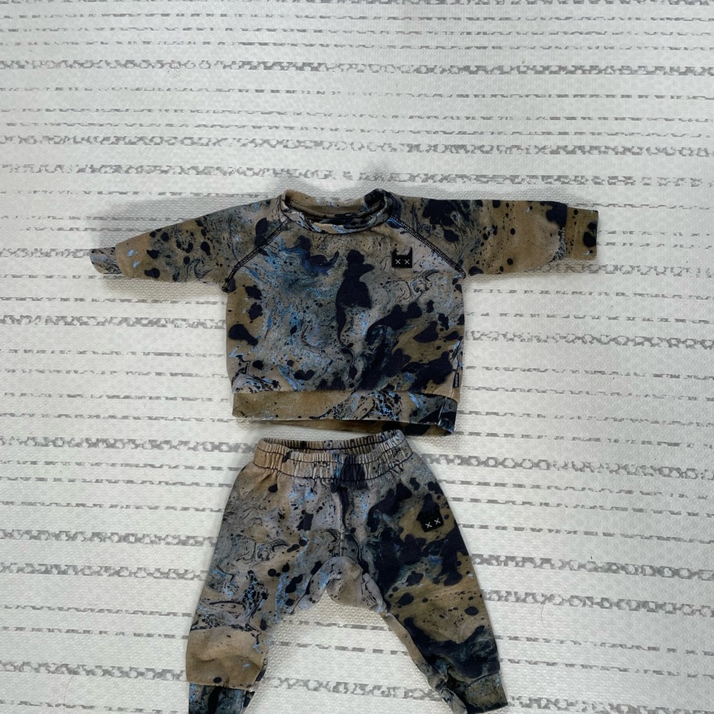 Munster Kids Matching Set in Blue and Tan